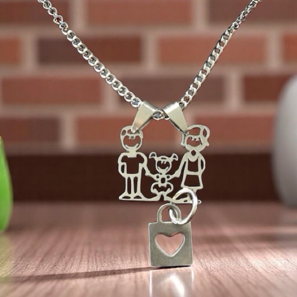 🆕 Family of Three Pendant Necklace Stainless Steel